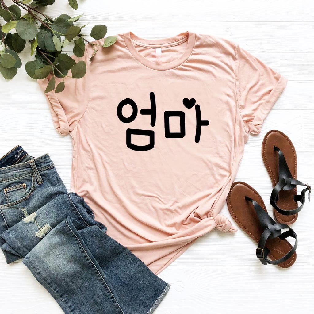 Футболка Korean Mom Футболка Korean Mama Милый подарок на день матери Футболка Hangul Футболка Korean Lover Женские футболки Графические футболки