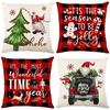 Christmas Red and Black Plaid Polyester Printed Pillowcase Home Living Room Sofa Cushion Cover Bedroom Pillow Cover