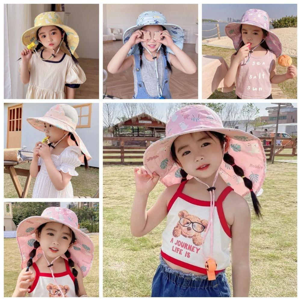 Neck Ear Cover Children's Sunscreen Hat Bucket Cap Kids Beach Caps Summer Baby Hat Girls Boys