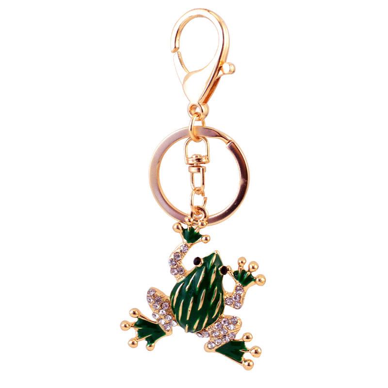 Charming Green Crystal Frog Keychain Women's Bag Accessory