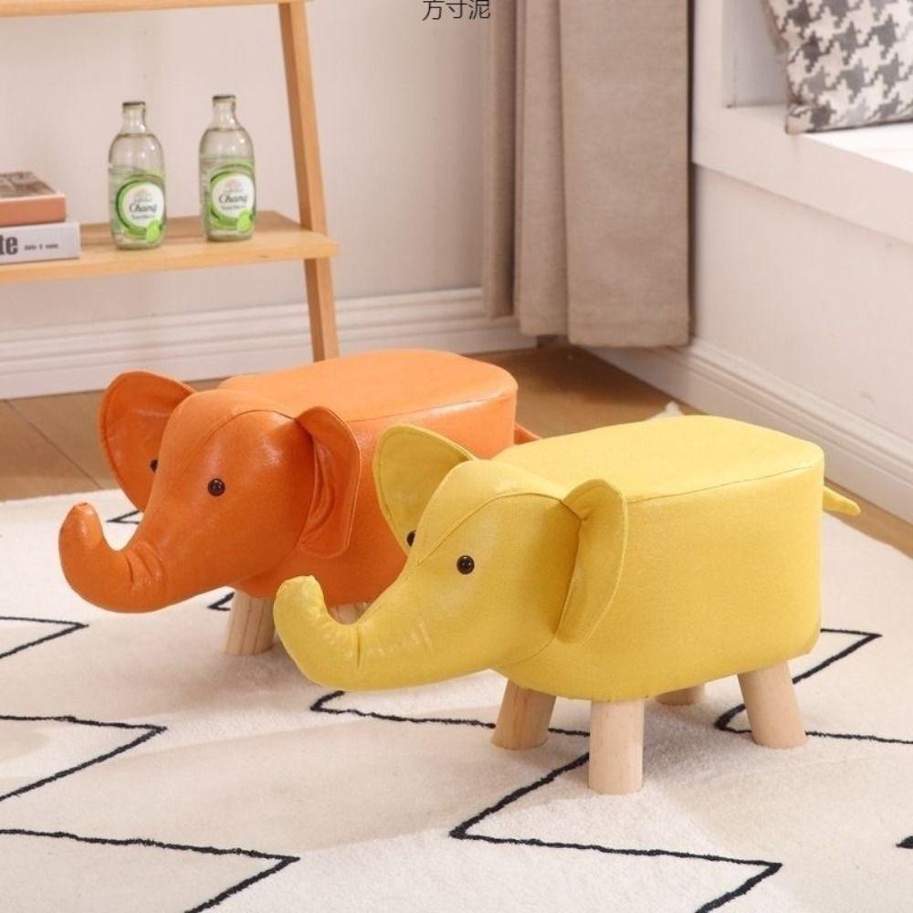 Solid Wood Legs Seating Chair Heavy Duty Kids Elephant Stool Elephant Footstool Household