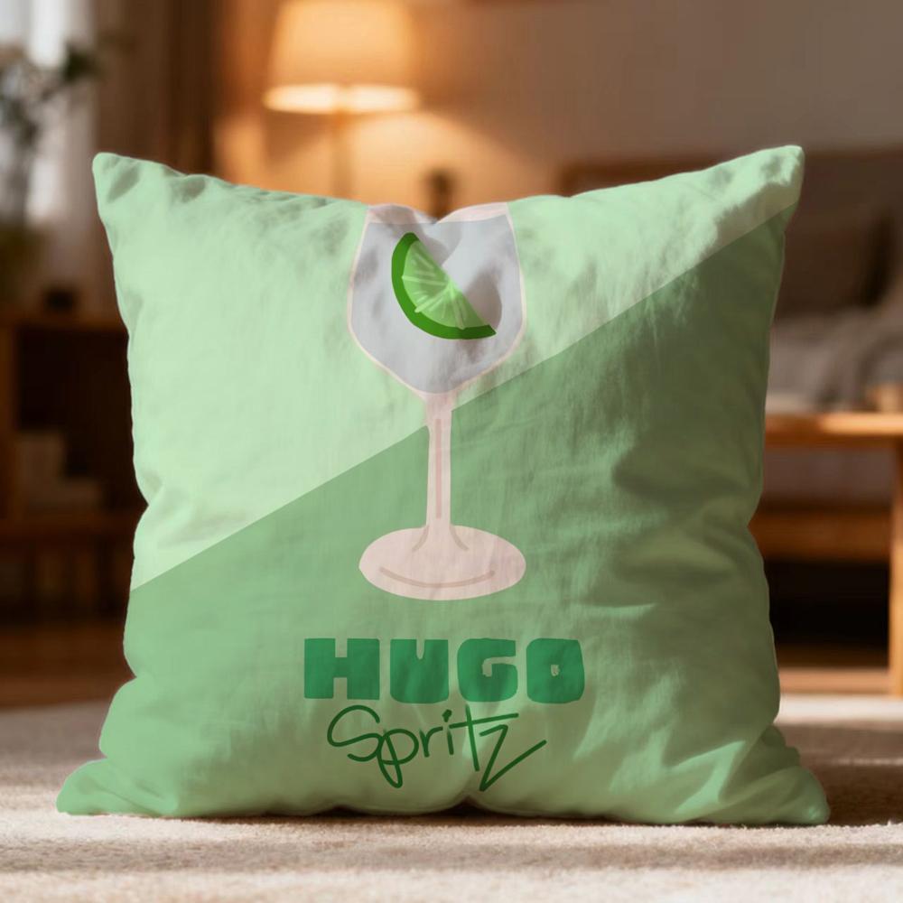 Popular H-Hhugo spritz cocktailed Cushion Cover Soft Washable Pillow Case Multi-Scene for Couch Bed Travel Office Use