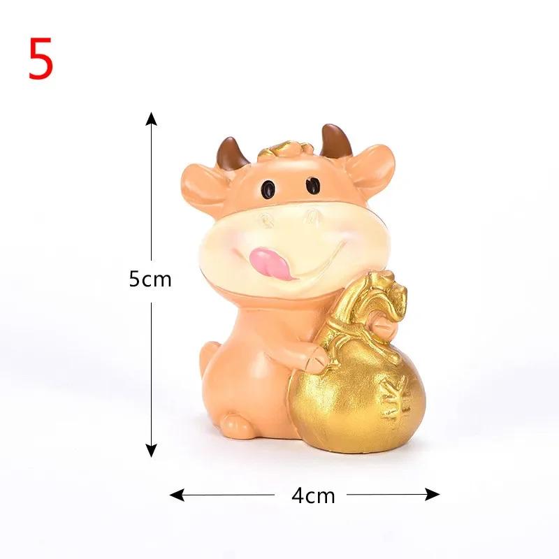 Home Decoration Accessories Micro Cattle Family Figurine Resin Ornaments Miniature Model Mini Animal Statue Bonsai Decoration