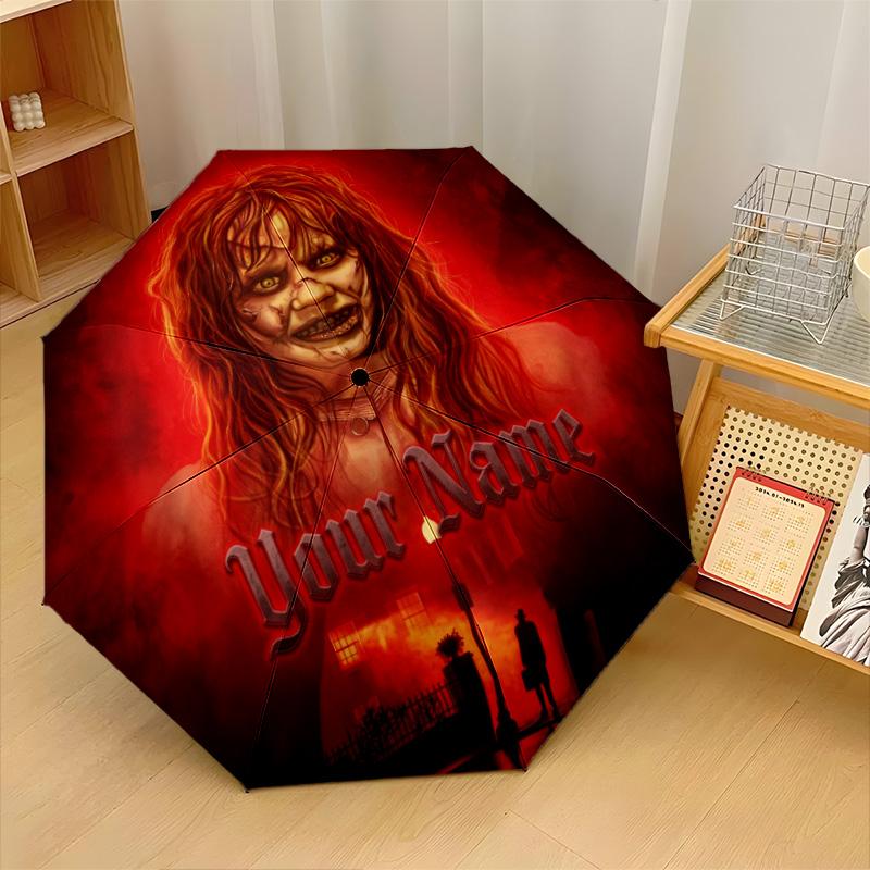 Custom Text Automatic 8 Bone Umbrella, Portable Sun Rain Protection UmbrellaThe Exorcist Regan