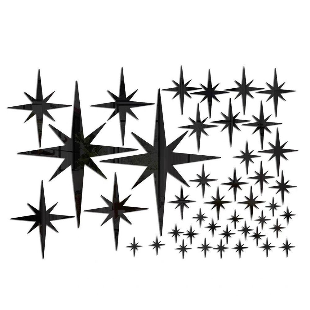42PCS Starburst Pattern Star Wall Decals Self Adhesive Starburst Wall Stickers Living Room Decor