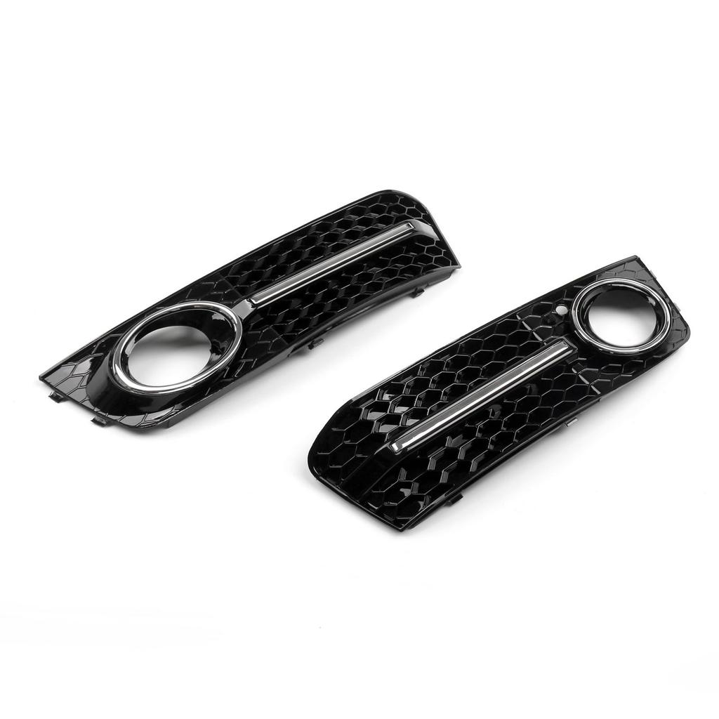 Хромированные решетки-накладки на противотуманные фары в виде сот для A4 B8 2009-2012