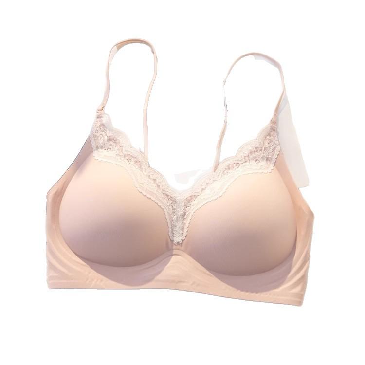 Summer Seamless Lace Backless Camisole Bra for Women - Gathering, Thin Straps, U-Back Design.