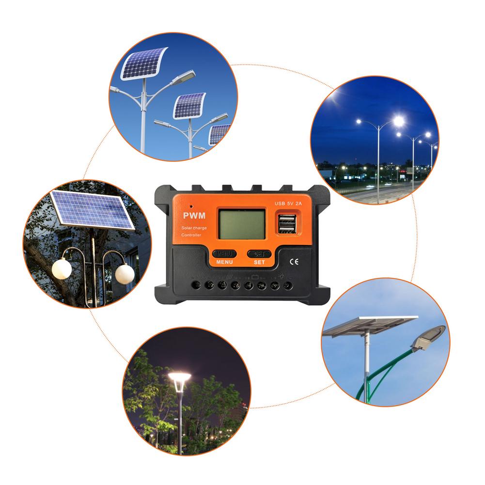 10-100A контроллер заряда солнечной батареи контроллер солнечной панели с двойным USB солнечным регулятором 12 В/24 В MPPT/PWM автоматический регулируемый параметр