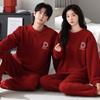 Couple Pajamas Autumn And Winter Half Fleece Women'S Red Natal Year Wedding Newlywed Men'S Winter Coral Fleece Suit