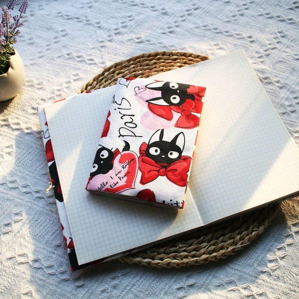 Fromthenon 1PC A5 A6 Weeks Bow-Tie Black Cat In Paris Cloth Book Cover Planner Case Journal Cover Office Stationery Supplies