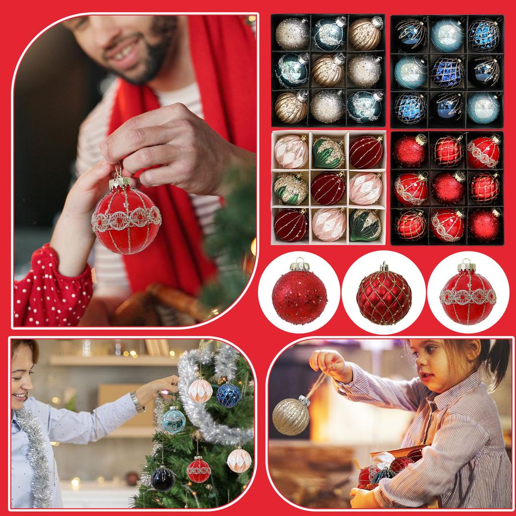 Christmas Balls, 9-pack, 8cm Colored Christmas Balls, Gift Tree Decorations, Suitable For Christmas Tree And Holiday Ornaments