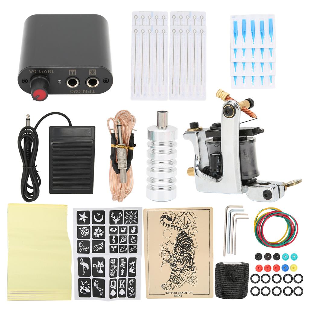 Набор для татуировки с катушкой, блок питания для кожи, педаль для начинающих, набор для татуировок