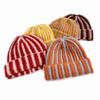 Color Blocked Ribbed Knit Cap Thick Warm Hat Brimless Striped Beanie Hat  Outdoor