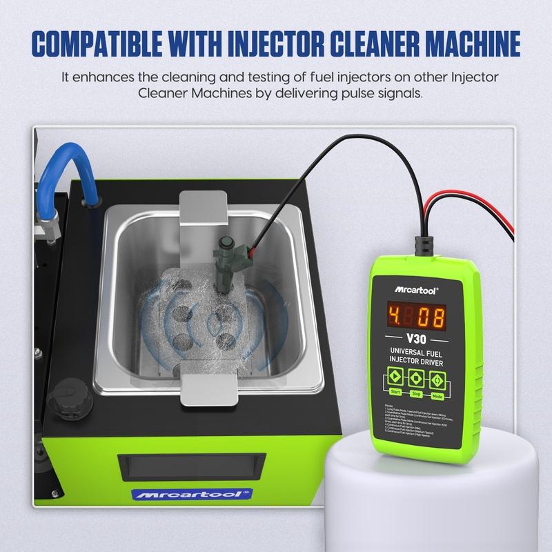 MRCARTOOL Fuel Injector Tester V30 Cleaner Car Fuel Injector Suitable for Automotive Parts 12V 6 Pulse Modes Cleaning Tool Kit