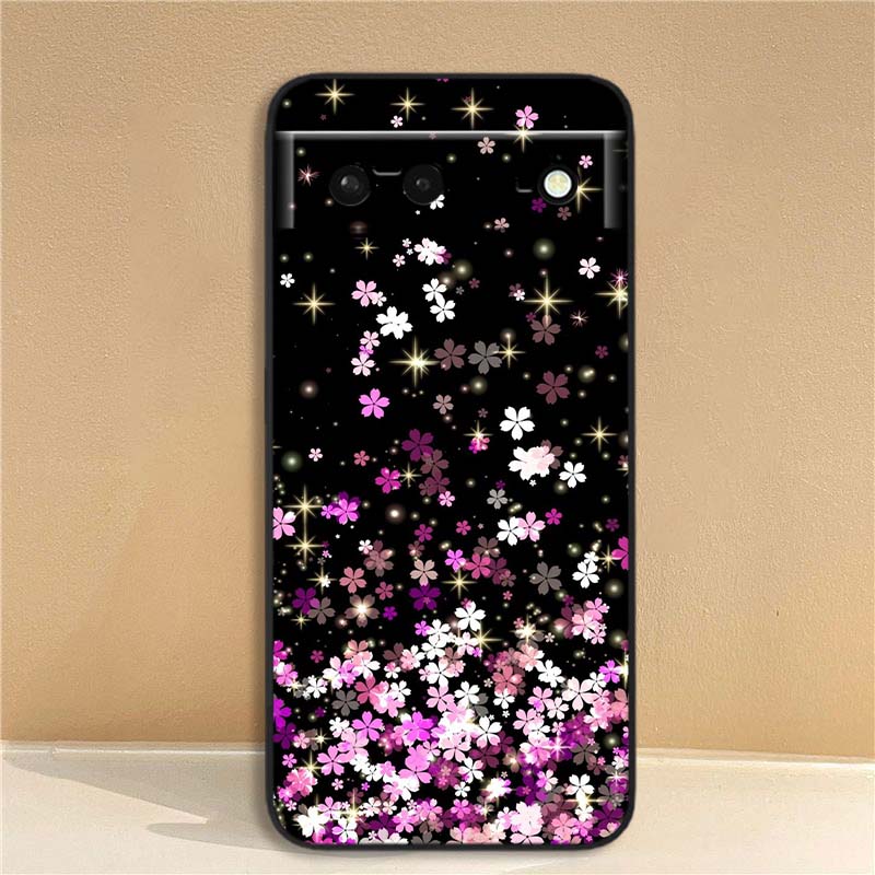 Цветочный узор с бабочками Для Google Pixel 10 9a 9 8A 8 7 7A 6 6A Pro XL 2024 5G Черный Мягкий ТПУ Силиконовый Чехол для Телефона