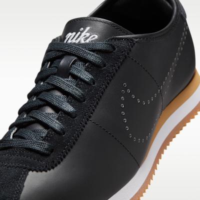 Women's Sneakers Nike Cortez Leather Black White Gum Perforated Swoosh (Women's) Black/Gum Light Brown/White