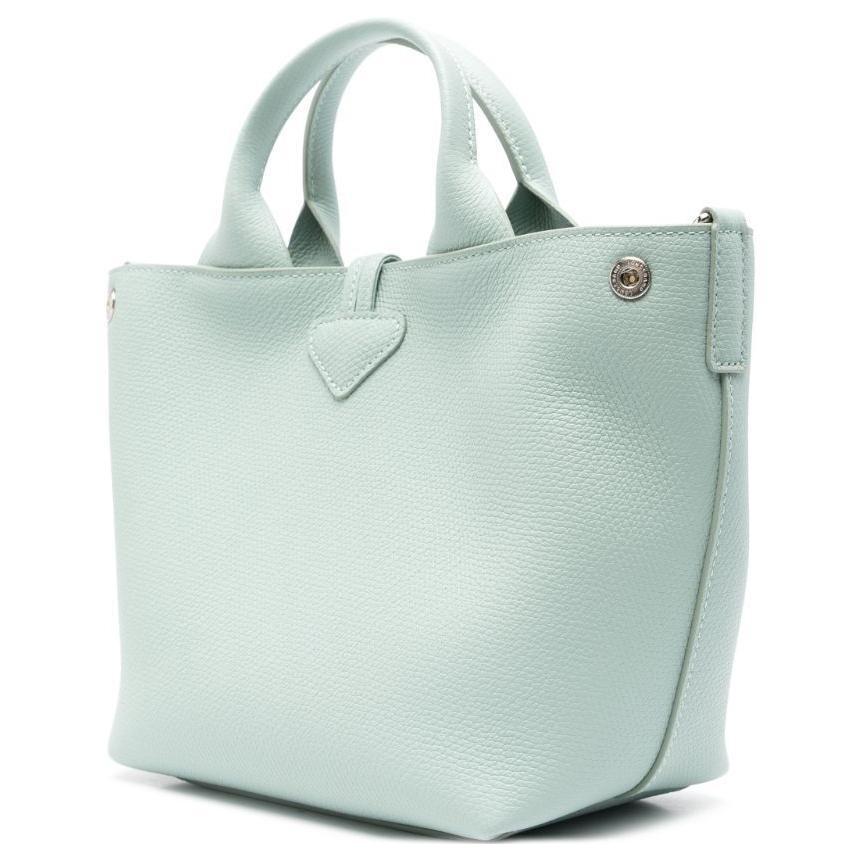Longchamp Le Roseau Removable Adjustable Shoulder Strap Pebbled Soft Leather Shoulder Tote Bag Small Women Handbags Pale-Green 10273HFP282