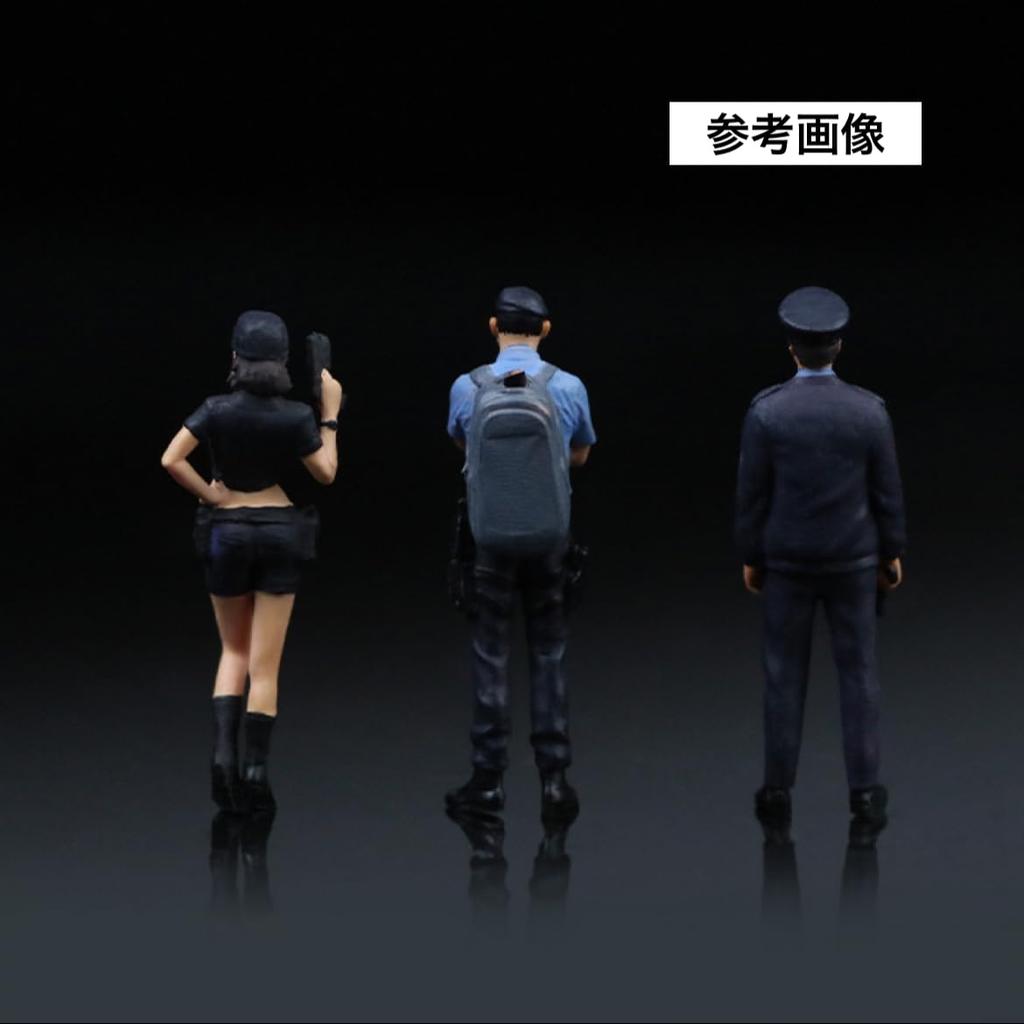 Moreart 1/64 Scale Miniature Figure Police Set MO223036 Model Girl Campaign Girl Model Diorama Miniature Car [Parallel Import]
