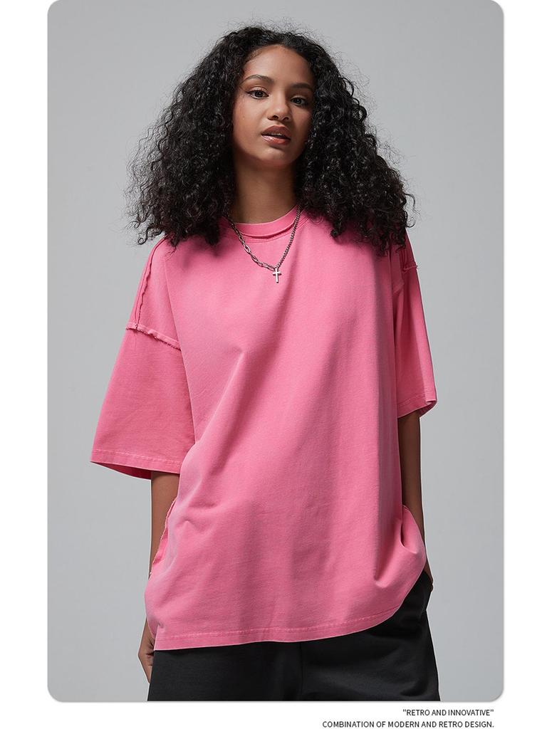 Футболка мужская ARTIE Retro Washed с коротким рукавом 2024 года — свободный крой, модная, 250 г, с оборками для весны/лета