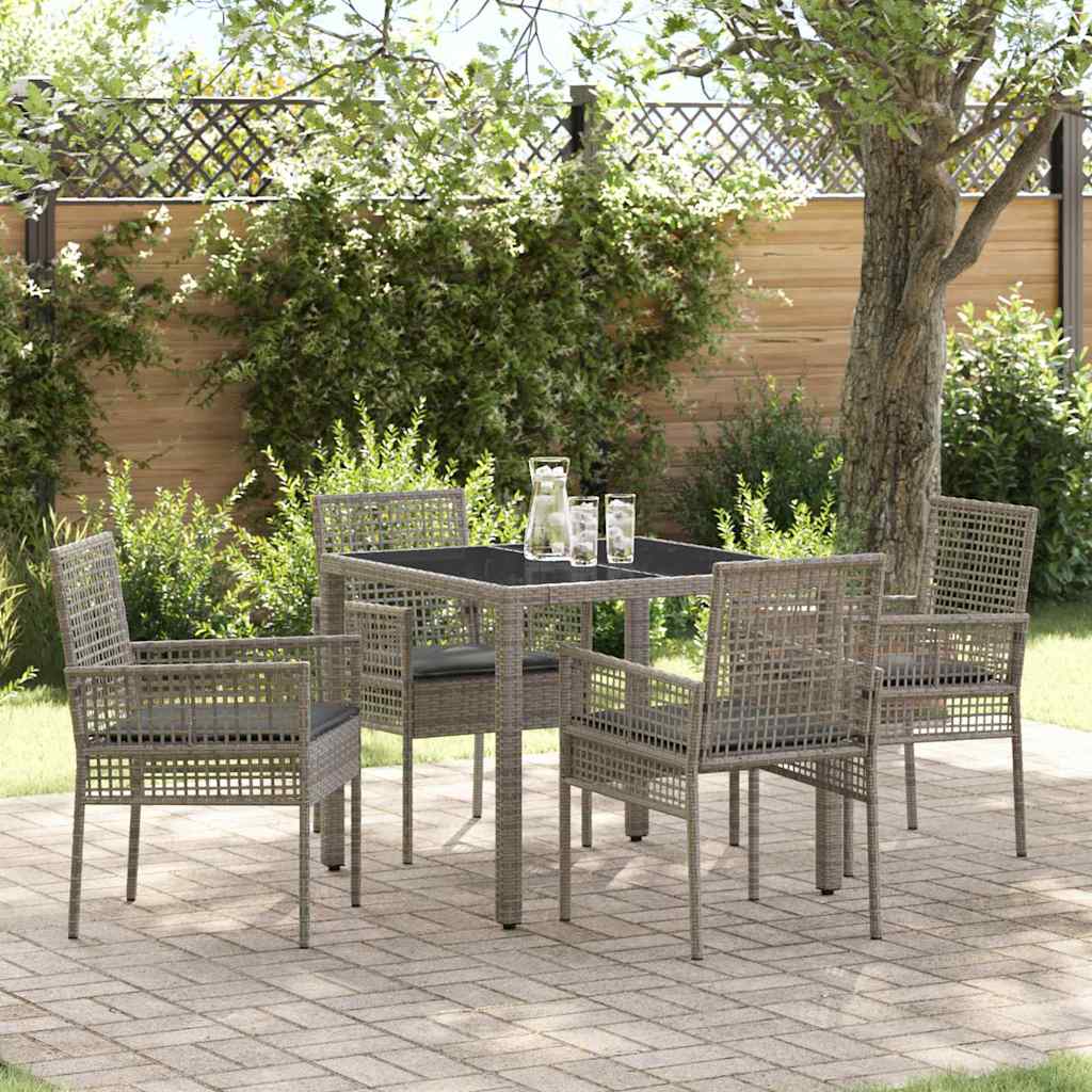 Garden Dining Set 5 pcs Grey Poly Rattan