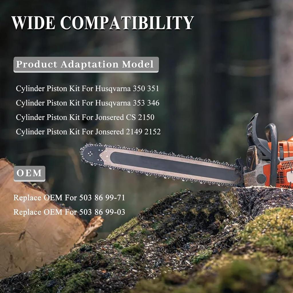 Комплект цилиндра, поршня, поршневого пальца и колец 44 мм для Husqvarna 350 351 353 346 для Jonsered CS 2150 2149 2152 2153 Цепная пила Детали с никисилевым покрытием