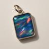 23.25 Ct Aurora Fire Opal Checker Emerald Certified 925 Sterling Silver Pendant