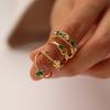 Винтажные кольца с зелеными кристаллами для женщин, позолоченные, из нержавеющей стали, роскошные геометрические кольца Anillos, женские ювелирные изделия, подарки Bague