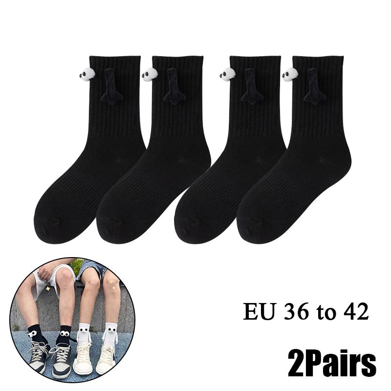 10Pairs Club Celebrity Ins Fashion Funny Creative Magnetic Attraction Hands Black White Cartoon Eyes Couples Sox Socks