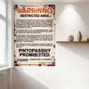Vintage Rusty Metal Sign 'WARRING RESTRICTED AREA' Distorted Text Warning Plaque for Man Cave Bar Home Decor with Rusty Edges &