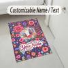 Floral Garden Theme Crystal Velvet Rug Personalized Custom Name Text Soft Floor Mat Home Decor