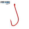 FISHKING Red Tube Ise-ni Fish Hooks with Barbs, 10pcs High Carbon Steel for Sea Fishing