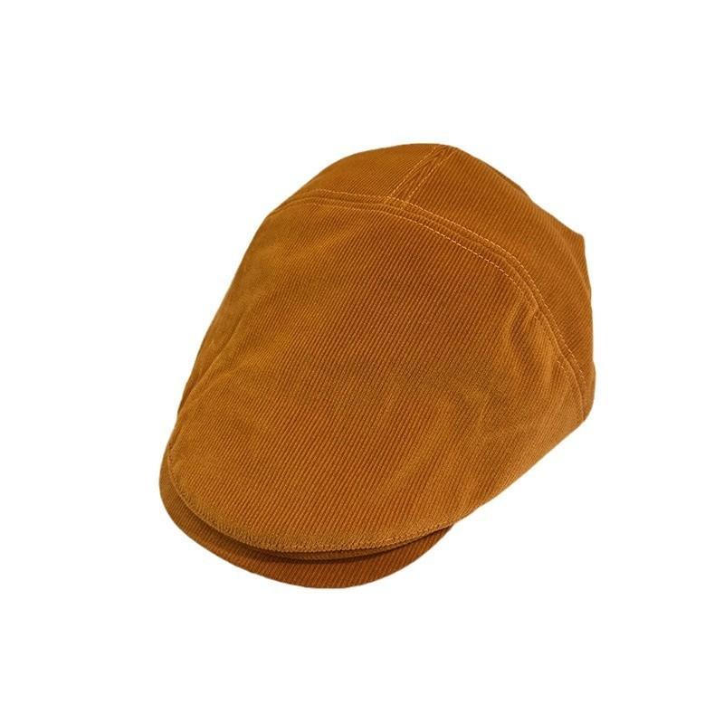 Corduroy Classic Solid Color Beret Cap With Warmth Sunshade For Gift Winter