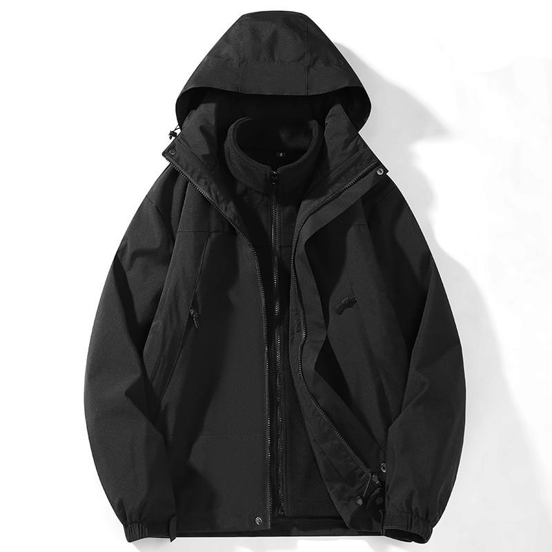 Men Women 3-in-1 Detachable Fleece-Lined Windproof Hiking Jacket Outdoor Adventure Winter