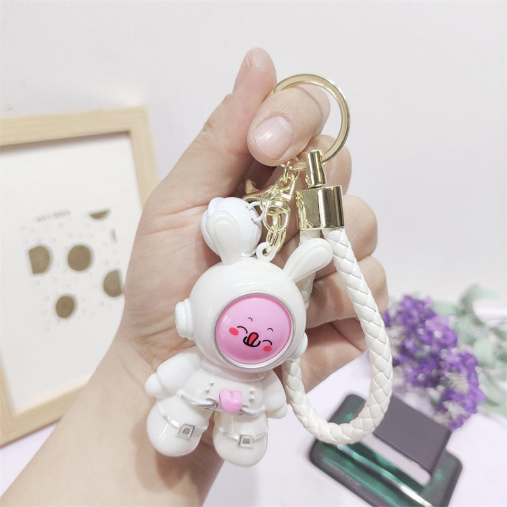 Funny Finger-guessing Game Keychain Creative Rabbit Pendant Face-changing Keyring  Backpack Decor