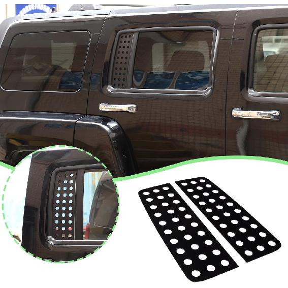 PIUGILH Car Rear Window Glass Panel Cover Decal, Car Rear Window Glass Panel Trim for Hummer H3 2005-2009, 2Pcs (Honeycomb Deco)