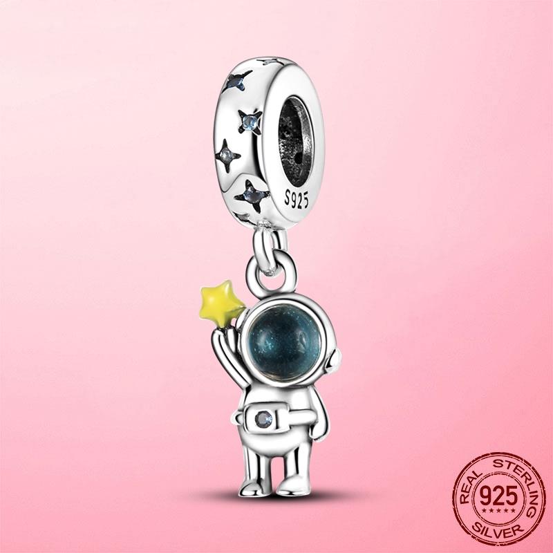 925 Sterling Silver Beads Blue Globe Charm Fit Original Fashion Bracelet Necklace for Women Diy Jewelry Making Fine Jewelry Gift