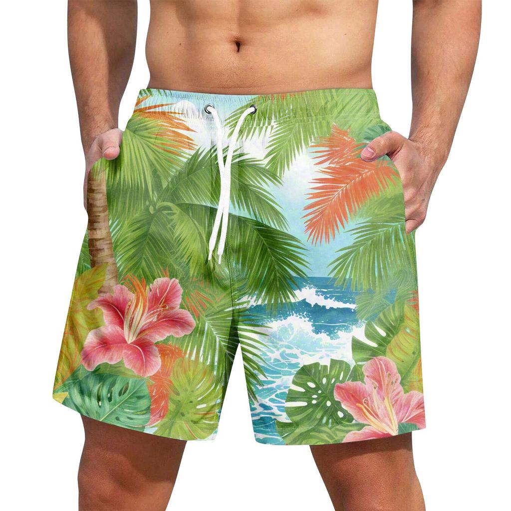 Men's Hawaiian Lace-up Shorts Casual Pants
