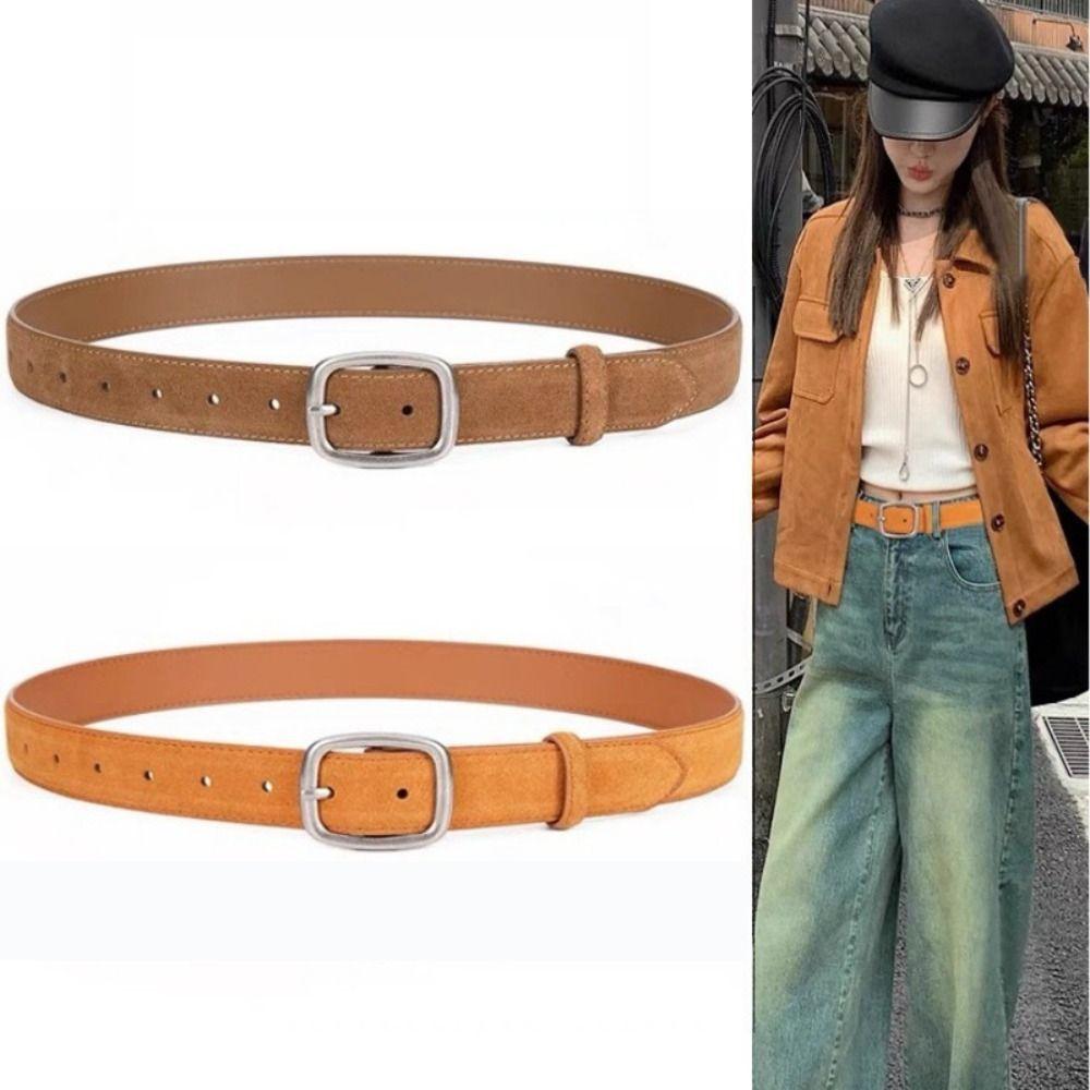 Повседневный ремень с пряжкой-гвоздиком, модный ремень для брюк и платьев, женский замшевый кожаный ремень, подарки