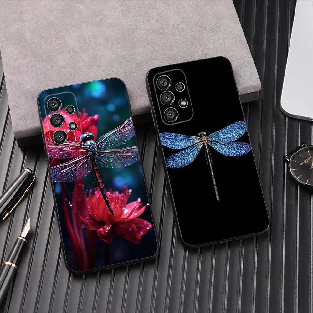 Чехол для телефона с рисунком стрекозы для Samsung Galaxy A13, A21s, A22, A31, A32, A52, A53, A71, A80, A91, мягкий черный