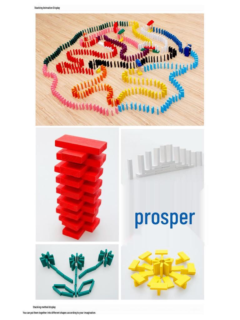 Деревянный набор домино из 1000 штук: Развивающие строительные блоки из массива дерева для детей