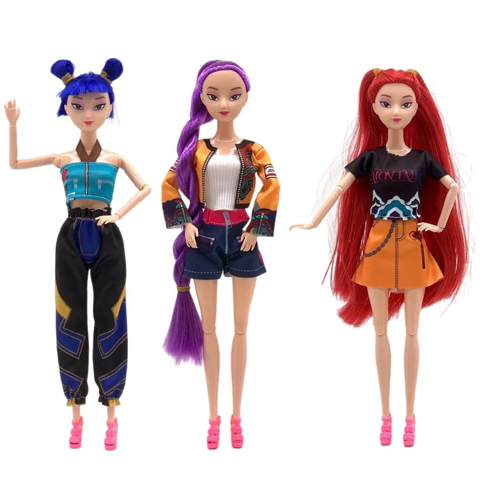 3 шт. 30 см Аниме K-Pop Группа Девушек Охотники на Демонов РУМИ МИРА ЗОИ Виниловая Кукла Фигурка Фигурка Экшн ПВХ Модели Игрушка Украшения Подарок