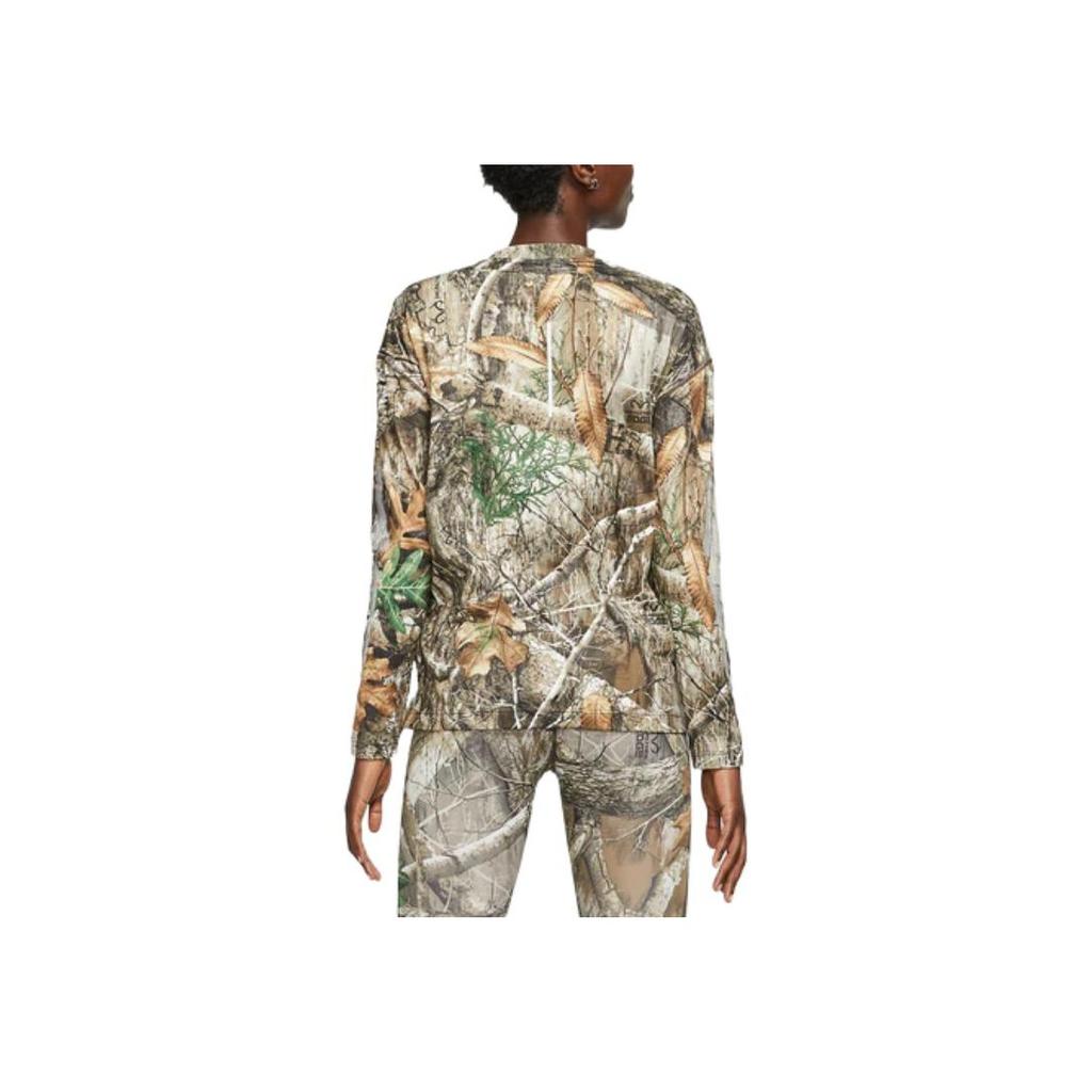 Nike Хэллоуин, ограниченная серия, топ с принтом листьев и черепом, топ для бега с длинными рукавами, женские топы, земляно-коричневый CJ0182-237