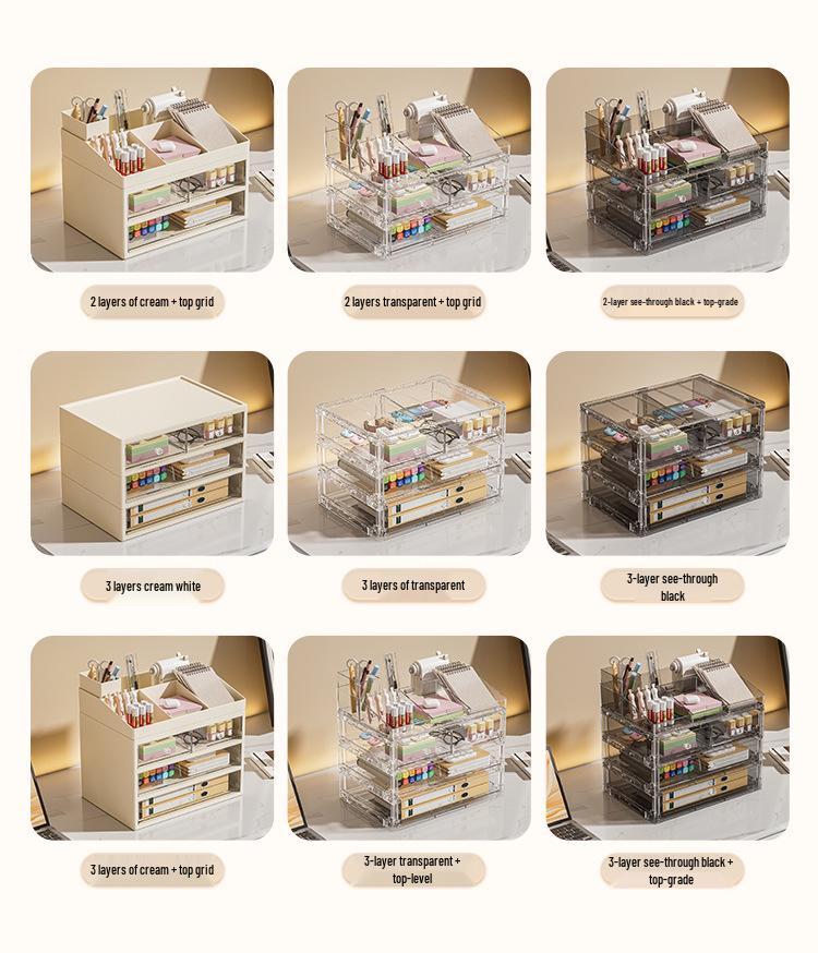 Настольный ящик для хранения с выдвижным ящиком – Пыленепроницаемый, прозрачный органайзер для стола в общежитии и офисных канцелярских товаров/книг/документов