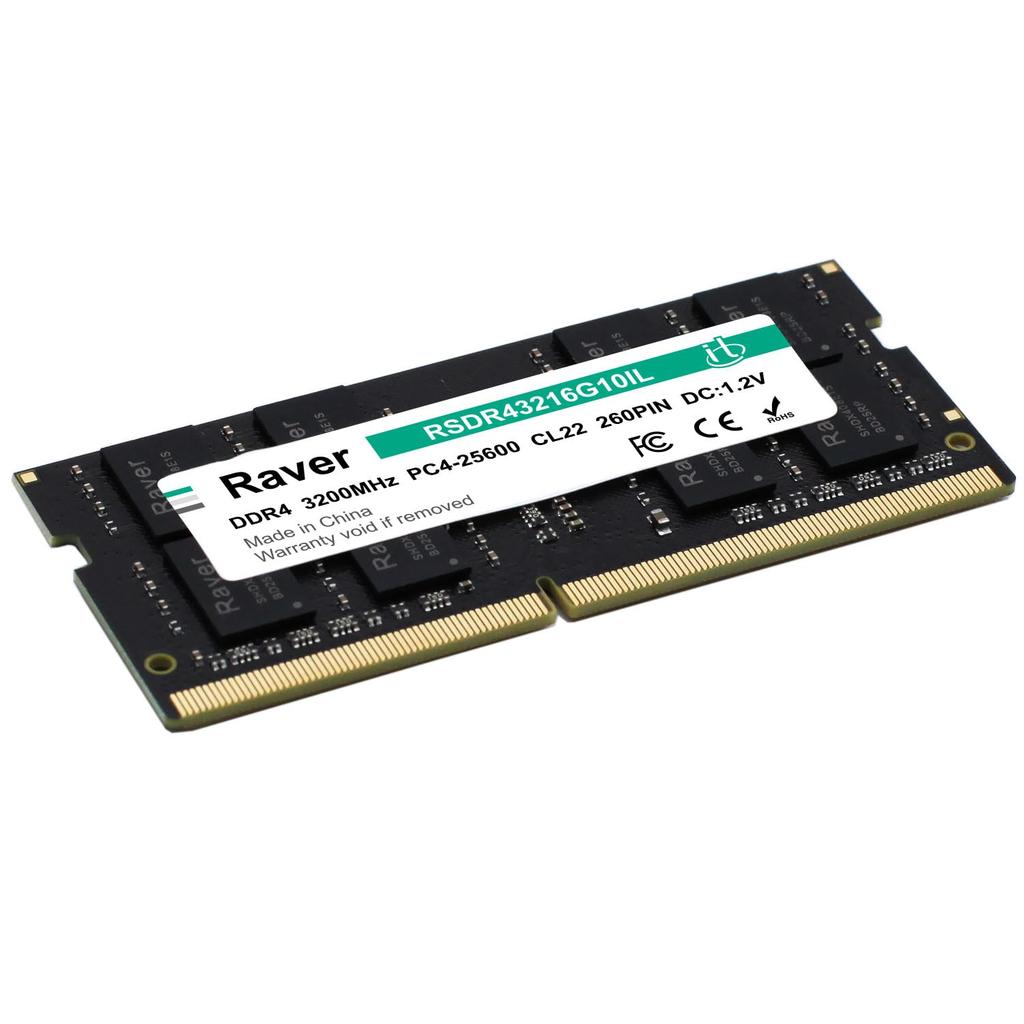 Память для ноутбука 16 ГБ SODIMM Raver CL22 260pin для ПК с процессором Intel RSDR43216G10IL PC4-25600(DDR4-3200) 1.2V