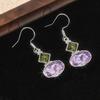 Винтажные геометрические серьги-подвески с инкрустацией зеленым и фиолетовым синтетическим цирконом для женщин, в богемном стиле, банкетные ювелирные аксессуары, подарок