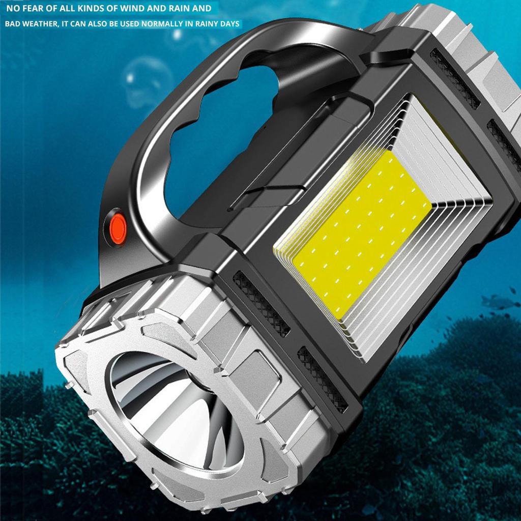 High Power Rechargeable LED Flashlight Multifunctional Portable Light with Side Light Waterproof Multiple Lighting Modes