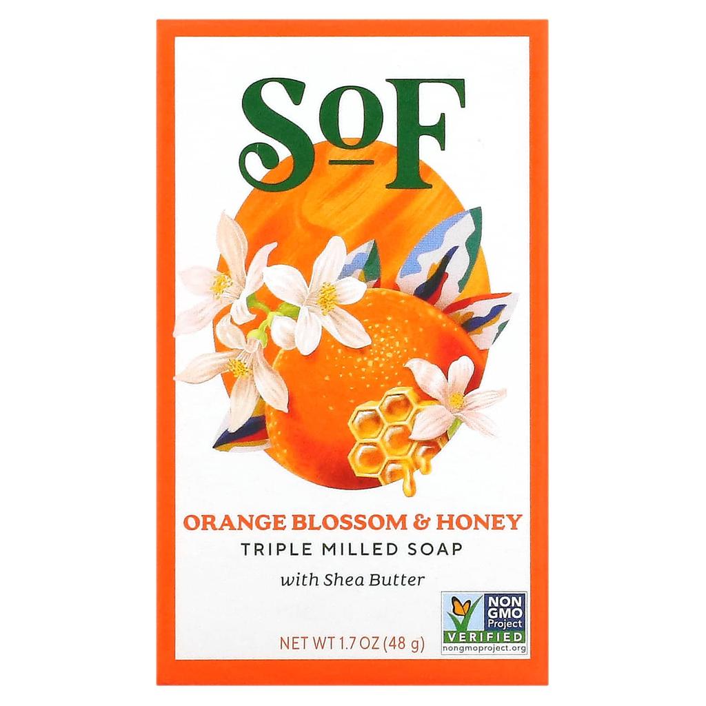 SoF French-made Soap Bar, with Shea Butter, Orange Blossom Honey, 1.5 Oz (42.5 G)