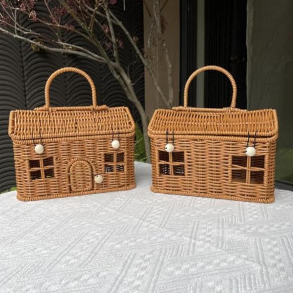 Плетеные Корзины Для Хранения Форма Домика Портативный Органайзер Корзины Для Хранения Для Полок Для Шкафа Кладовки Прачечной Детской Комнаты Игрушек