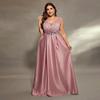 Plus Size Solid Color Sexy Long Evening Dress for Birthday Party