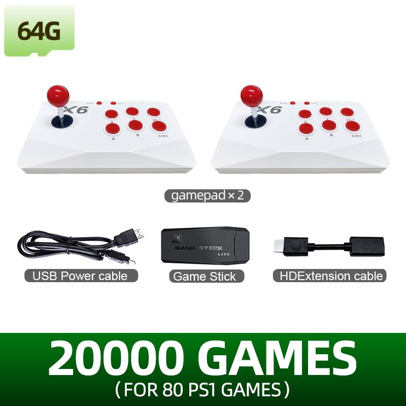 Новая игровая приставка Game Stick 4K TV Retro, встроенная 40000+ семейных игр, 15 эмуляторов для FBA GBA, беспроводной контроллер 2.4G